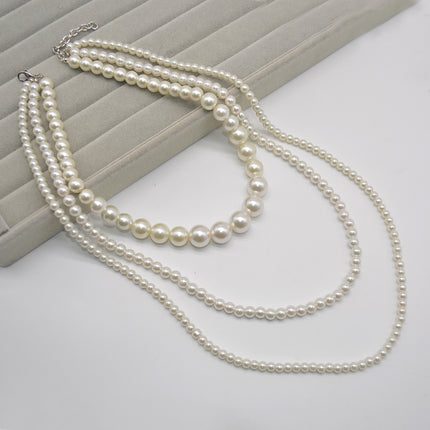 Multi Layer Long Necklace Wedding Beautiful Pearl Necklace - FASHION SHEGOODS LLC