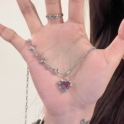 Sweet Crystal Love Stone Fashion Jewelry Women Necklace