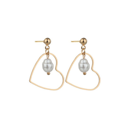 Heart Pearl Dangle Earrings