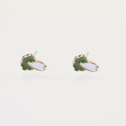 Enamel green vegetable earring