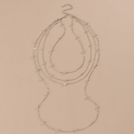 Fashion Jewelry Heart Pendant Chain Layered Set Necklace
