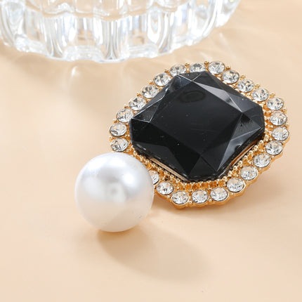 Square Rhinestone Simple Pearl Drop Earring