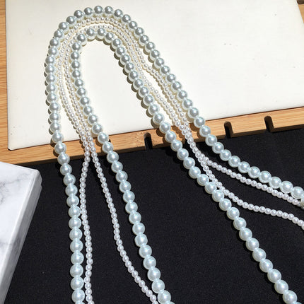 Double Layer Vintage Necklace Gown Accessories Jewelry French Retro Long Pearl Sweater Chain Necklace