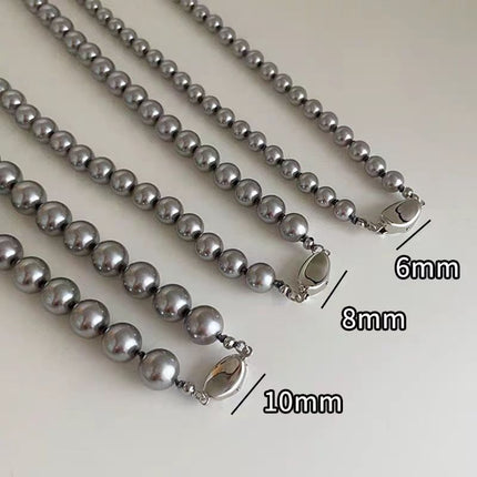 Women French Style Fever Glass Pearl Beads Choker Necklace