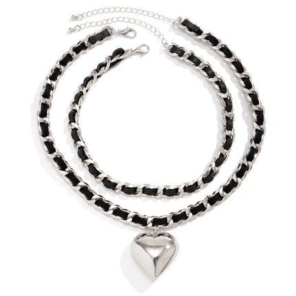Retro Love Double Layer Chain Necklace
