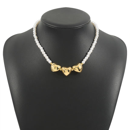 Pearl Beaded Necklace love Pendant - FASHION SHEGOODS LLC
