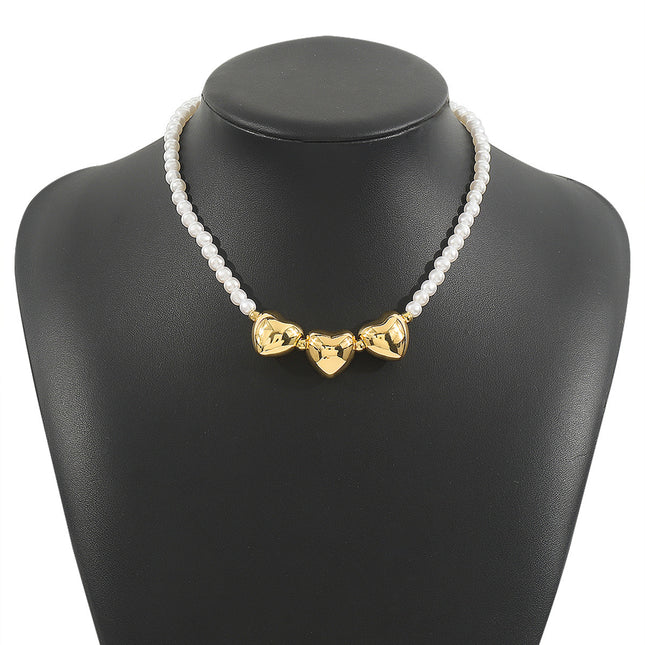 Pearl Beaded Necklace love Pendant - FASHION SHEGOODS LLC