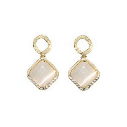 Geometric Opal Stud Earrings