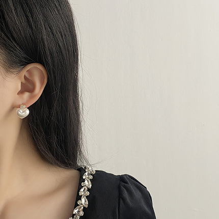 Peach Heart Pearl Earrings - FASHION SHEGOODS LLC
