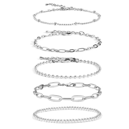 Beaded Layered Cuban Link Bracelet Set