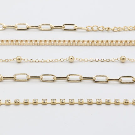 Rectangle Link Chain Bracelet Set