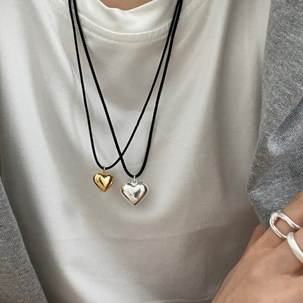 Braided Rope Love Pendant Charm Heart Necklace