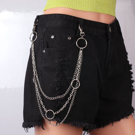 Punk Rock Layered Chain Belts Metal Keychains
