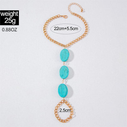 Summer Lady Beach Turquoise Chain Anklet Jewelry