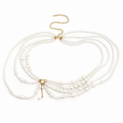 Sexy Imitation Pearl Waist Belt Multi Layered Body Chain