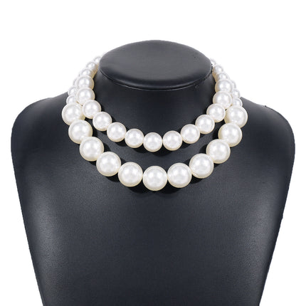 Boho Exaggerate Imitation Pearl Beaded Necklace Choker