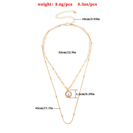 Layered Necklace Pearl Pendant