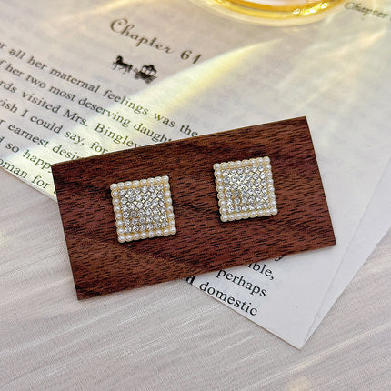 Full Rhinestone Square Geometric Earrings - FASHION SHEGOODS LLC
