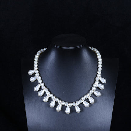 Women Faux Pearl Tassel Necklace