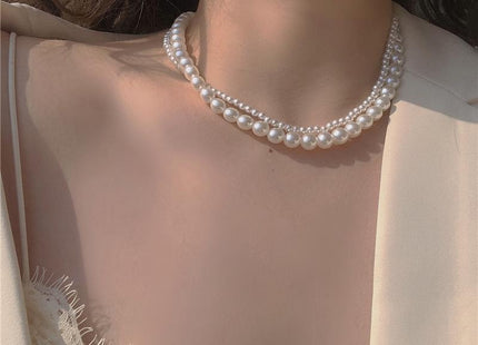Double Pearl Necklace Court Style Necklace