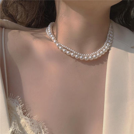 Double Pearl Necklace Court Style Necklace