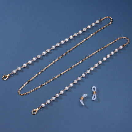 White Pearl Metal Gold Sunglasses Chain