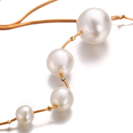 Pearl Tassel Pendant Gold Color Chain Necklace for Women