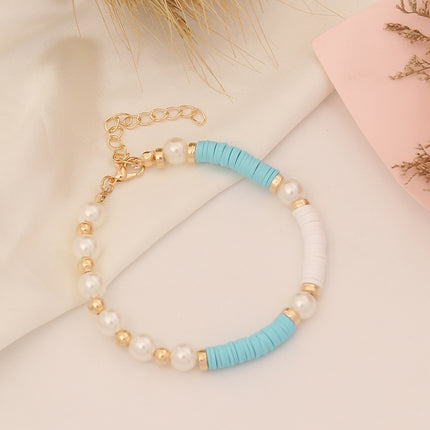 Fashion Multicolor Clay Beads Imitation Pearl Bracelet Set