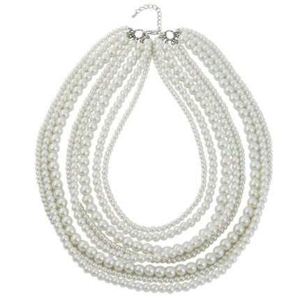 Vintage Layered Necklace Faux Pearl Strand Costume Jewelry