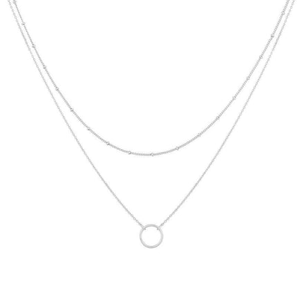 Simple Circle Double Layer Necklace Bead Chain