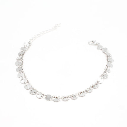 Flat Disc Beaded Double Layer Foot Bracelet