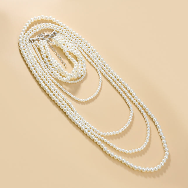 Multi-layer Long Pearl Necklace Set for Women - FASHION SHEGOODS LLC