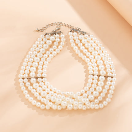 Handmade Beaded Multi Layer Pearl Necklace Statement - FASHION SHEGOODS LLC