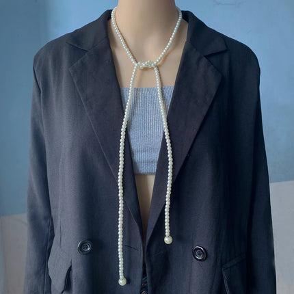 Long Multi-layer Pearl Sweater Chain Necklace - FASHION SHEGOODS LLC