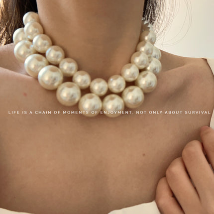 Exaggerated Large Pearl Choker Necklace Versatile Collarbone