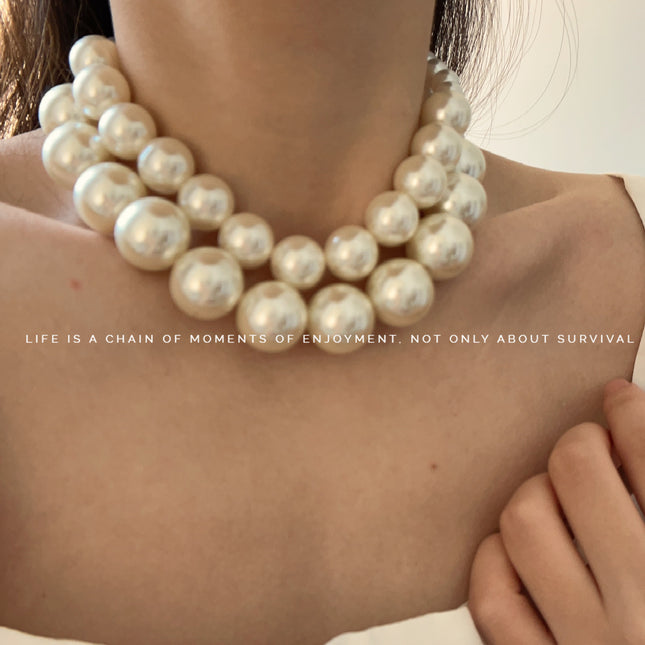 Exaggerated Large Pearl Choker Necklace Versatile Collarbone