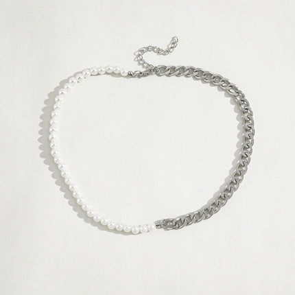 Elegant Chain Choker Necklace Fashion White Pearl