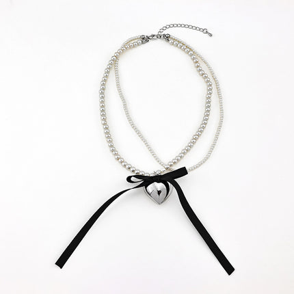 Multi-layer love Pearl Bow Necklace - FASHION SHEGOODS LLC