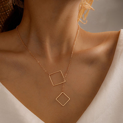 Hollow Square Pendant Necklace for Women
