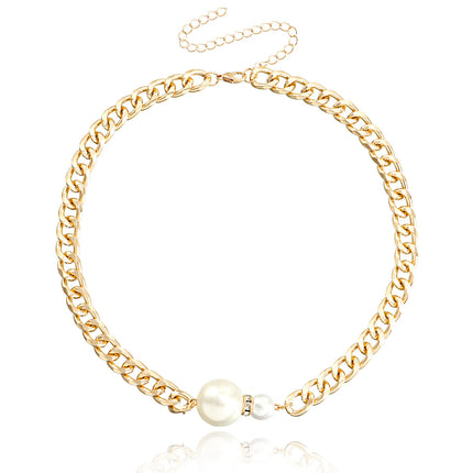 Round Pearl Pendant Chocker Necklace