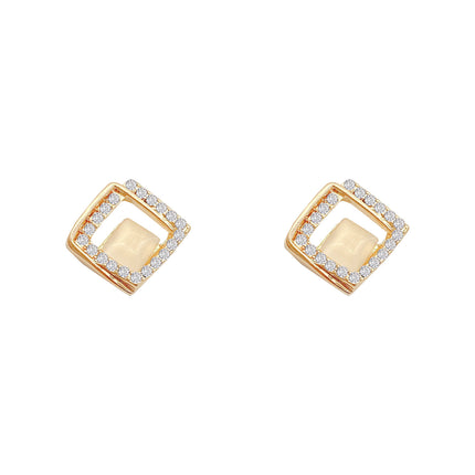 Opal Earrings Geometric Square - FASHION SHEGOODS LLC