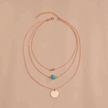 Double-Layer Necklace Water Drop Turquoise Pendant