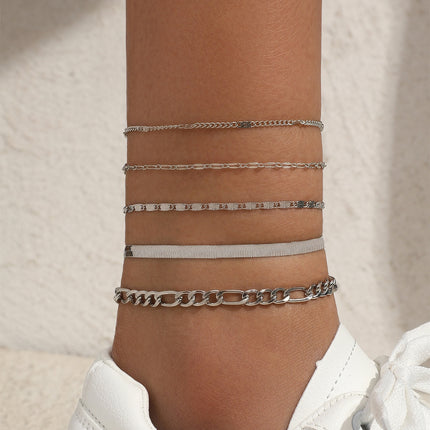 Multi-Layer Beach Chain Snake Bone Round Chain Anklets Jewelry