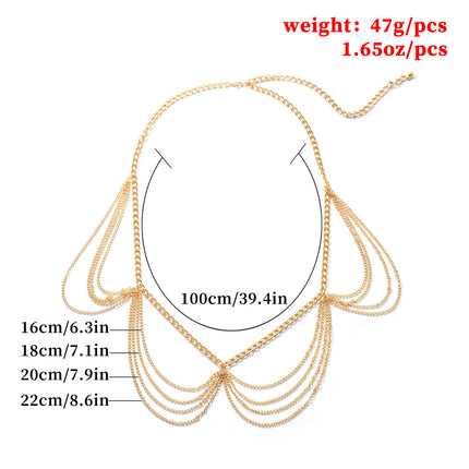 Sexy Beach Bikini Thin Belly Chain Simple Geometric Exaggerated Fringe Waist Chain Jewelry