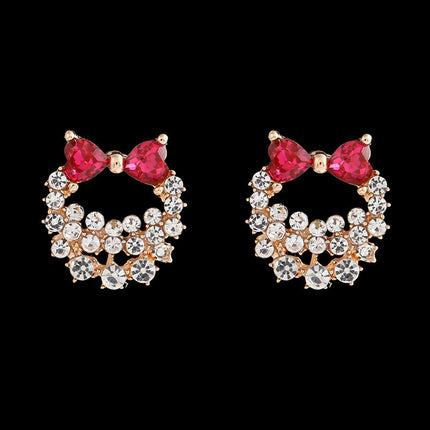 Colorful Rhinestone Bow Earrings