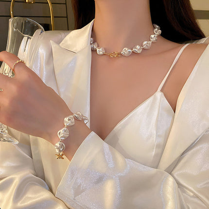 Exaggerate Baroque Pearl Necklace Irregular Pearl