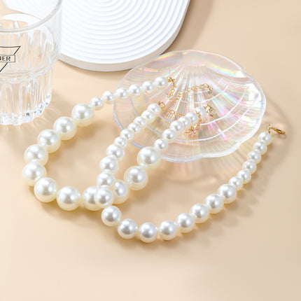 Women Elegant Double Layered Baroque Pearl Choker Necklace