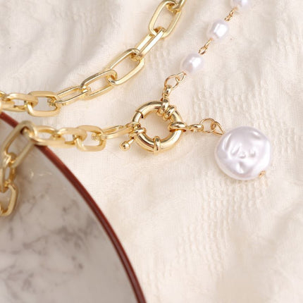 Irregular Shaped Pearl Chain Necklace - FASHION SHEGOODS LLC