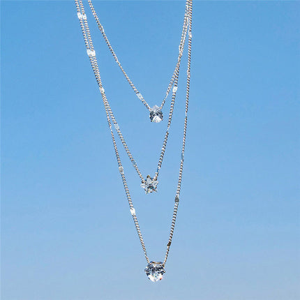 Multi-layered Pentagram Love Drop Pendant Chain Necklace