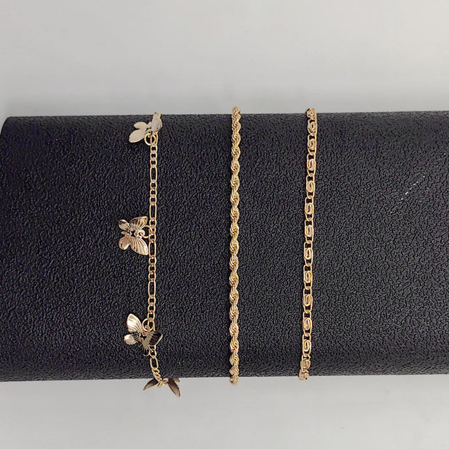 Layered Butterfly Twists Chain Anklet Jewelry